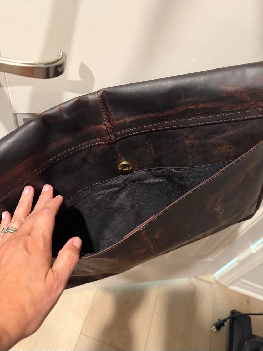 Classic Dark Brown Leather Messenger Bag